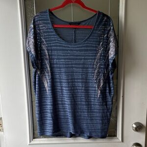 Rock & Republic Navy Striped Short Sleeve Tee